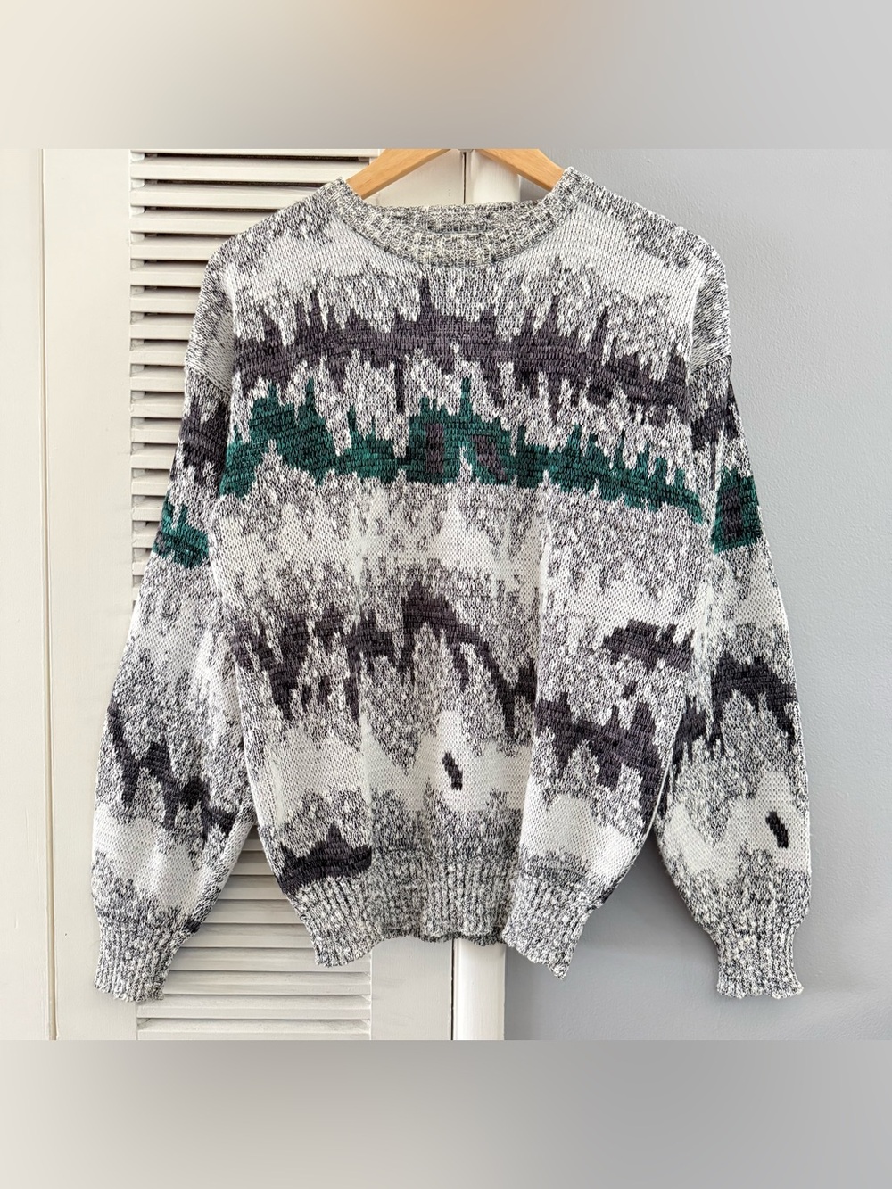 Vintage 90’s Michael Gerald Abstract Geometric Knit Sweater Sz Small